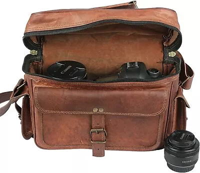 DSLR SLR Leather Camera Shoulder Messenger Satchel Bag • $57.25