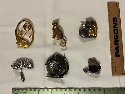 $25 • Buy Cat Pins Vintage Lot Of Six. JJ, Danecraft. Free Shipping