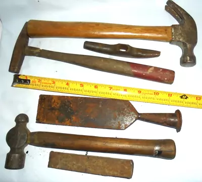 2 Vintage Upholstery Tack Leather Hammers Lot Of 6 Chisels. • $24.95