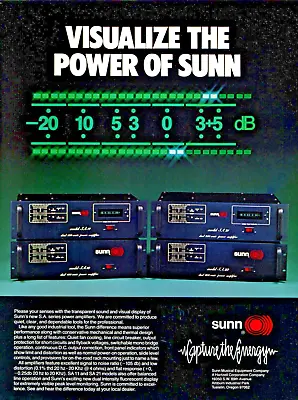 Vtg 70s 80s SUNN POWER AMPS MAGAZINE PRINT AD S.A. Series 10 10 20 21 PINUP PAGE • $9.99