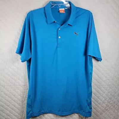 Puma Polo Shirt Mens Large Blue Golf Short Sleeve Moisture Wick Cool Cell • $12.99