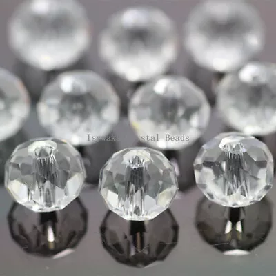 $1.19 • Buy White Color 2mm 4mm 6mm 8mm Rondelle Austria Faceted Crystal Glass Beads