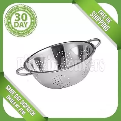 Stainless Steel Metal Colander Kitchen Food Drainer Draining Sieve Strainer Uk • £6.29