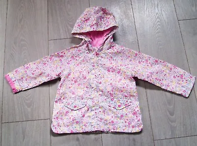 Baby Girls Coat Size 9-12 Months Showerproof Fleece Lined Floral Childrens  Kids • £1.99
