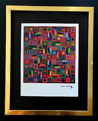 Victor Vasarely + Signed Geometric Abstract Print From 1970 + With New Frame • $159