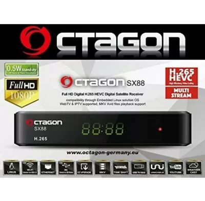 Octagon SX88+ Linux Satellite Receiver 1080p H.265 • £69.95