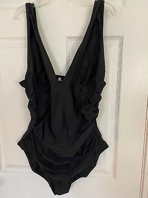 Re-Imagined By J Crew Black One Piece Bathing Suit Swimsuit Sz 18 • $26.99