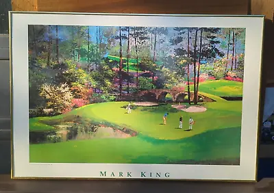 Framed Mark King 1988 Serigraph Of The 12th Hole At Augusta ~ Hogan Bridge • $295