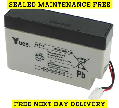 Yuasa Yucel Y0.8-12 NP0.8-12 Lead Acid Rechargeable Battery 12V 0.8Ah • £65.90