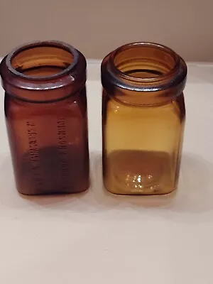 Vintage Lot Of 2 Amber Jars~JOHNSON & JOHNSON  NEW BRUNSWICK N J U.S.A.~no LlDS  • $14.99