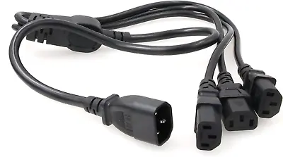 EONVIC IEC 320 C14 Male To 3 X C13 Female Y Splitter Power Cable 1ft 1M/3ft • £21.07