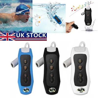 UK 8GB IPX8 Waterproof MP3 Player FM Radio Underwater Swimming Music + Headphone • £24.86