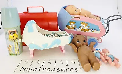 Vtg Lot 7 Babies Tomy Wind-Up Cradle Mini Dolls Renwal No 8 Fisher Price Lunch • $10