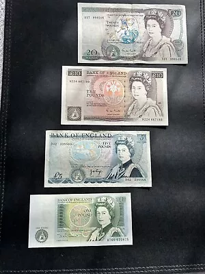 Old £20/£10/£5/£1/ Pound Notes Bank Of England/ In Good Condition/ GENUINE. • £95