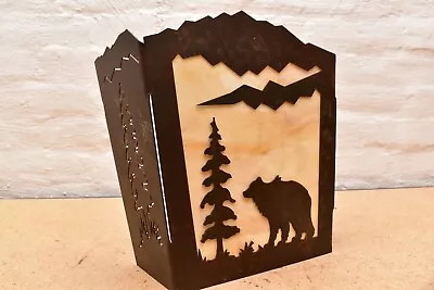 Bear Silhouette SLAG Glass Wall Sconce Light Cottage Cabin Lodge Country SHADE  • $84