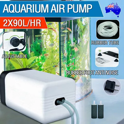 $22.50 • Buy SUNSUN Oxygen Pump Aqua Fish Tank Pond Air Bubble Disk Stone Aerator 2 Outlets