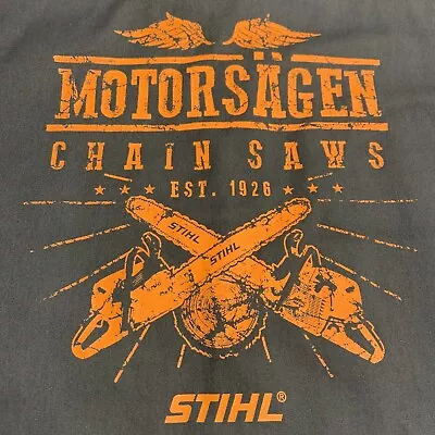 Motorsagen Stihl Dickies Button Up Work Shop Mechanic Shirt Big Logo Large Gray • $40.11