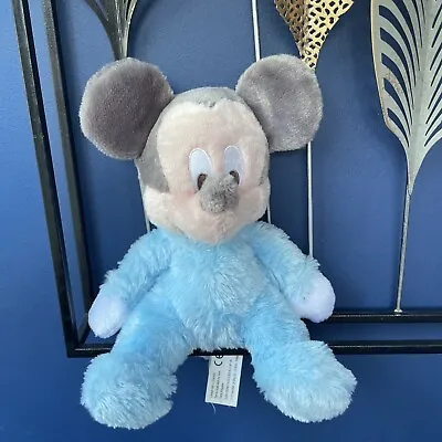 Disneyland Paris Mickey Mouse Blue Soft Plush Toy Comforter + Jingle Rattle 10  • £17