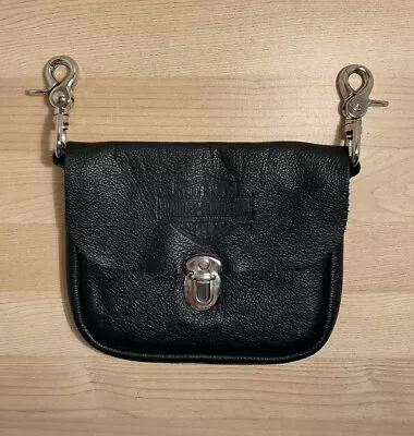 Harley Davidson Pouch Bag Purse Belt Clip-On Women's Black Leather Motorcycle • $29.99