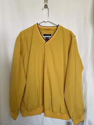 IZOD XFG NWT Men’s L Yellow Polyester LS V Neck Golf Wind Pullover Jacket  Airfx • $30