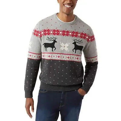 Chaps Men's Crewneck Family Holiday Christmas Sweater Gray Size XL • $29.95