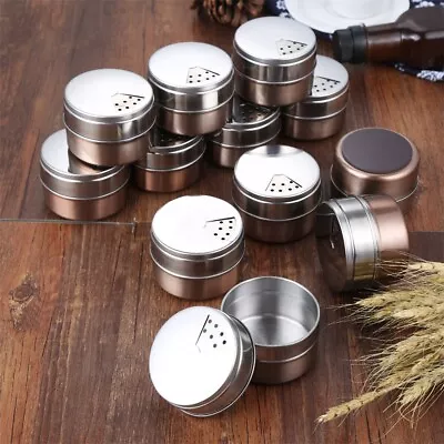 12pcs Magnetic Spice Jars Stainless Steel Camping Condiment Containers Holders • $33.38