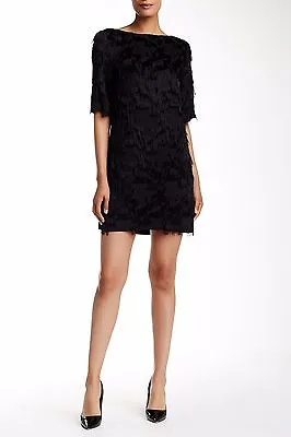 Nicole Miller Elbow Sleeve Shaggy Shift Dress  (size P) • $54.99