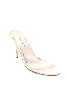 Manolo Blahnik Womens Stiletto Double PVC Strap Slide Sandals Clear Size 39 • $109.79