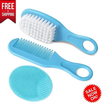 Aolso Baby Hair Brush 3PCS Baby Hair Brush And Comb Set Cradle Cap Brush And & • £5.17