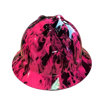 Custom Pink Flames Hydro Dipped MSA Full Brim Hard Hat Gloss • $90