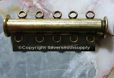 5 Strand Magnetic Antique Bronze Plate Tube Slide Clasp Five Strand Clasp FPC033 • $2.65