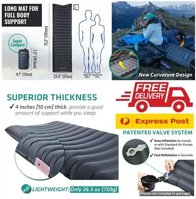 Camping Sleeping Mat Ultralight Inflatable Pad Air Mattress Hiking Bed Gifts NEW • $107.82