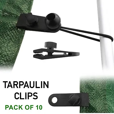 10 X Tarpaulin Sheet Clips Tarp Groundsheet - Strong Grip Hold Reusable Clamps • £8.99
