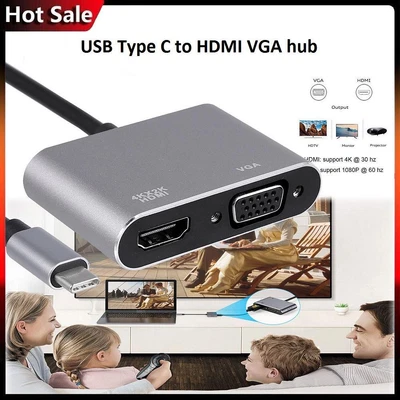 $15.18 • Buy USB 3.0 Type C To HDMI VGA HUB 4K HD Data Video Adapter Cable For HDTV Tablet AU