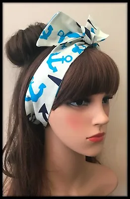 £2.99 • Buy Nautical Headband Bandana Hairband Anchor Fabric Sailing Head Scarf Hair Tie Bow