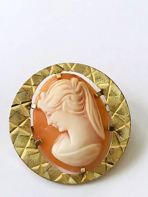 Vintage Shell CAMEO Brooch Gold Plated Setting Stamped G.P. • £24.75