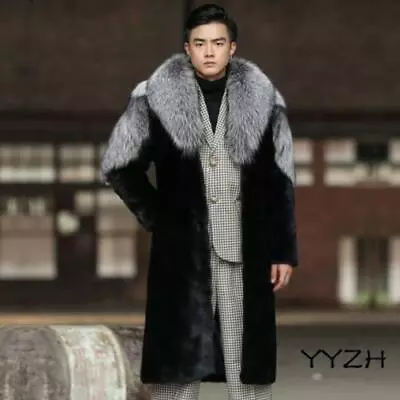 Mens Faux Mink Fur Parka Coats Outwear Furry Loose Lapel Thicken Warm Casual New • $92.66