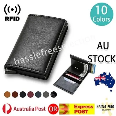 Rfid Blocking Card Holder Leather Carbon Fiber Wallet Slim Purse Credit Card • $12.49