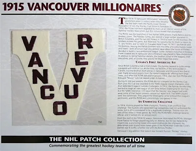 1915 Vancouver Millionaires ~ Willabee Ward Nhl Throwback Hockey Patch Info Card • $12.99