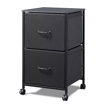 2 Drawer Mobile File Cabinet Rolling Printer Stand Fabric Vertical Filing C... • $63.31