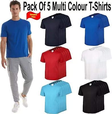 Plain Pack Of 5 T-Shirt Uneek UC301 Unisex Casual Multi Colours Sizes Tees Tops • $26.52