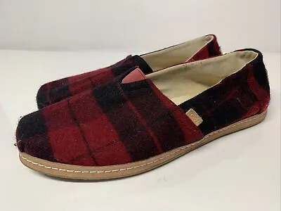 $18.36 • Buy Toms Buffalo Check Shoes Womens Sz 9.5 Red Black Plaid Wool Loafer Flats