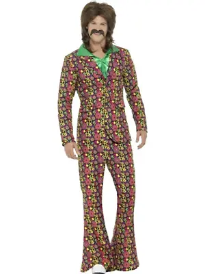 Mens 60s 70s Psychedelic CND Suit Retro Hippie Fancy Dress Costume Hippy • $21