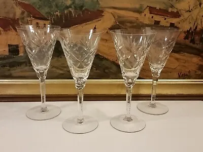 4 Seneca Stratford Hand-Blown And Cut Crystal Water Goblets 8.25  Vintage • $30