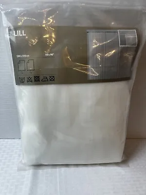 IKEA LILL White Long Net Curtains Window Lace Sheer 110x98” 250x280cm 1 Pair • £18.88