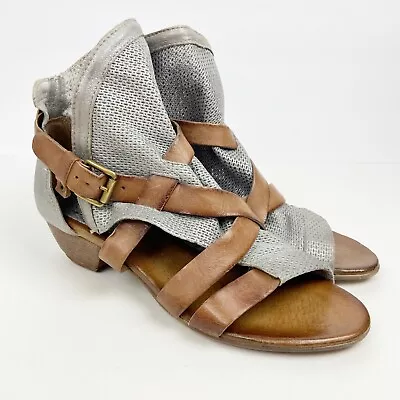 Miz Mooz Cassidy Leather Sandals Womens 40EU 9-9.5US Brown Grey Shoes Gladiator • $39.99