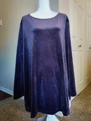 £16.13 • Buy J Jill Pure Tunic Top 3X Purple Velvet Long Sleeve Pockets Plus Size Women (131)