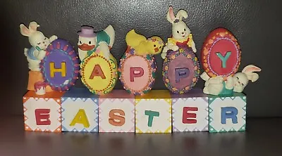 Vtg Happy Easter Letter Blocks Bunny Peep Display Figures Decoration Figurines • $21.99