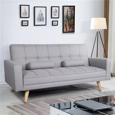 3 Seater Fabirc Sofa Bed Click Clack Living Room Settee Armchair Couches Grey • £189.99