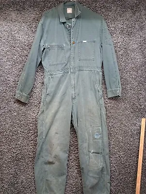 Vintage Rare Lee Union Alls Sanforized Coveralls Workwear 40 Green Patched • $119.98